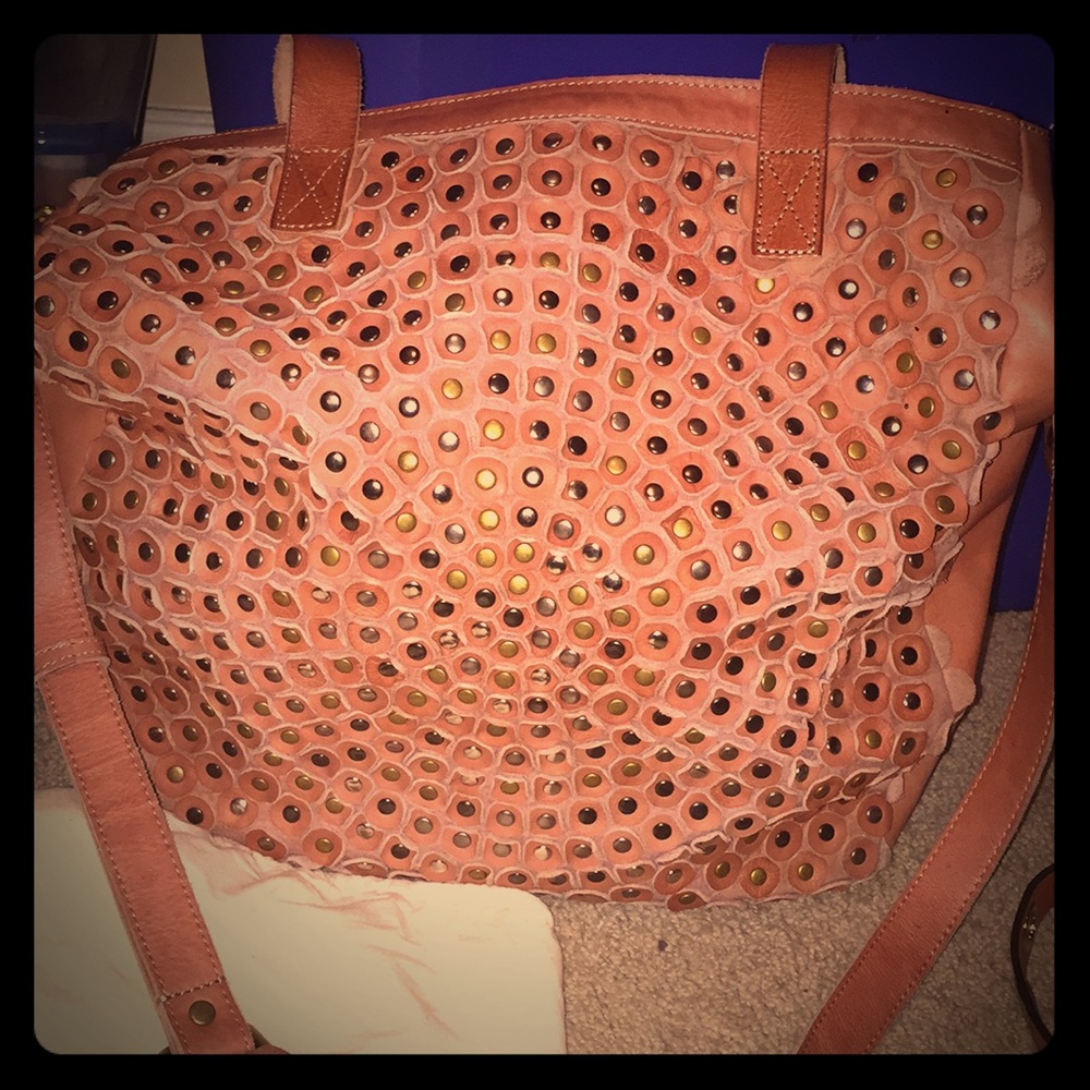 Old Trend blush leather studded bag with dustbag!